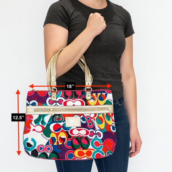 Coach Poppy Tote Bag Vintage Excellent Condition Red White - Picture 2 of 7